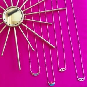 Silver Dainty eye‎ necklace